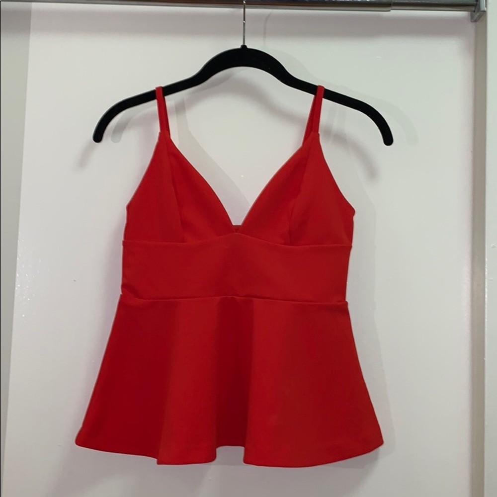 Red peplum skinny strap top